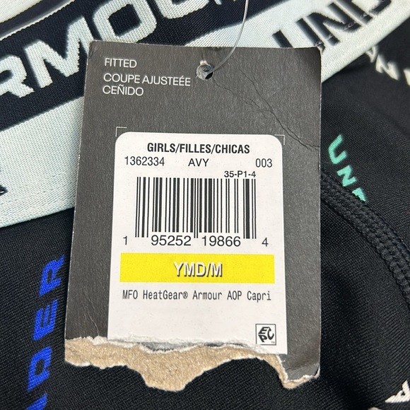 Under Armour Kids Cropped Gym Pants Youth Medium Black Summer Play Exercise Run - Picture 7 of 7